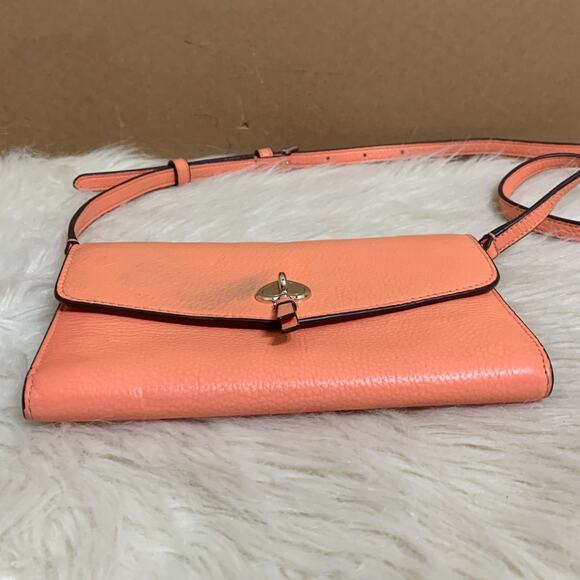 KATE SPADE Melon Pebbled Leather MARTI Large Slim Flap Wallet w/XBody Strap - Picture 5 of 16